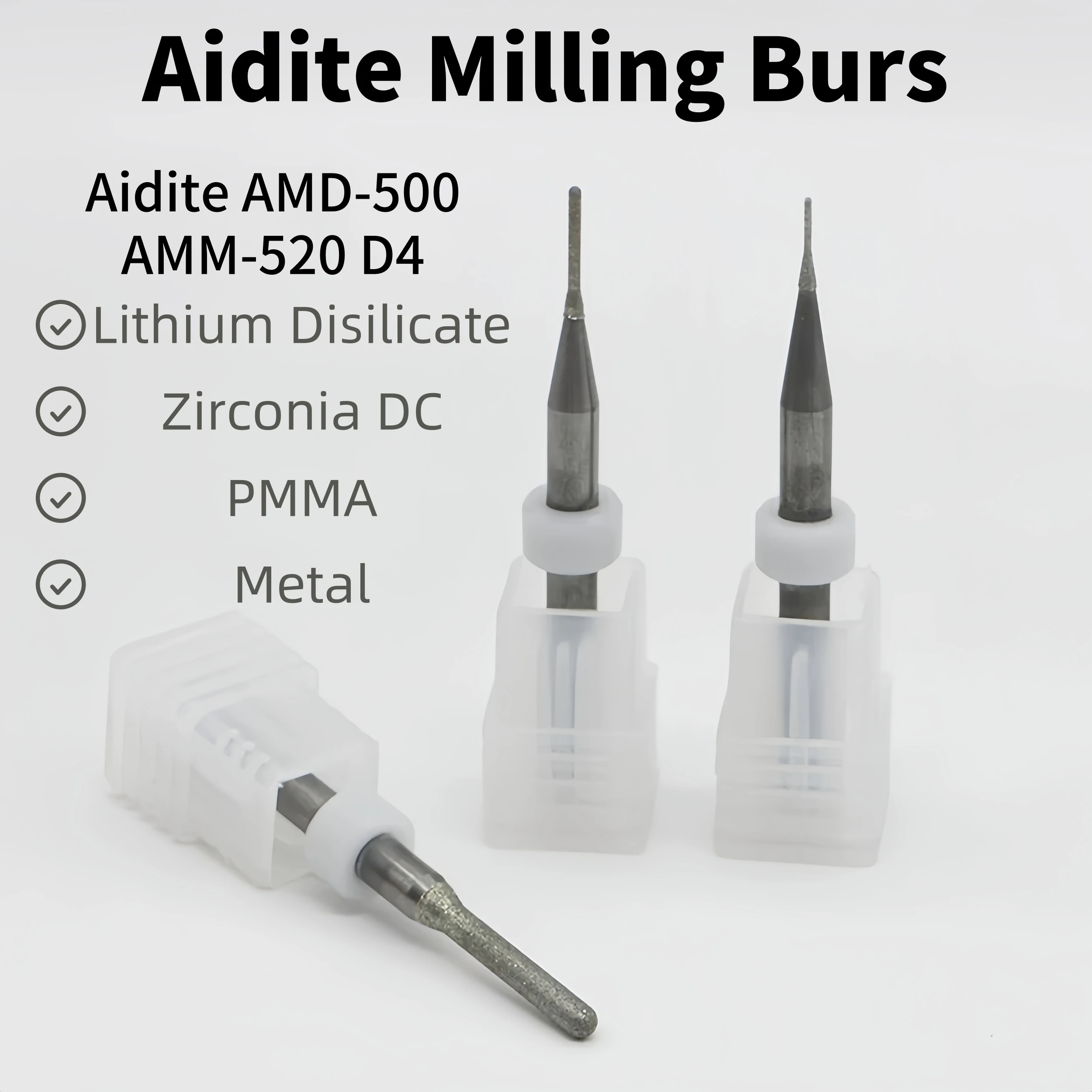 Aidite AMD-500 AMM-520 D4 Стоматологические циркониевые фрезерные боры из ПММА с алмазным покрытием, стоматологические лабораторные материалы, шлифовальные сверла с плоским концом Aidite AMD-500 AMM-520 D4 Стоматологические циркониевые фрезерные боры из ПММА с алмазным покрытием, стоматологические лабораторные материалы, шлифовальные сверла с плоским концом