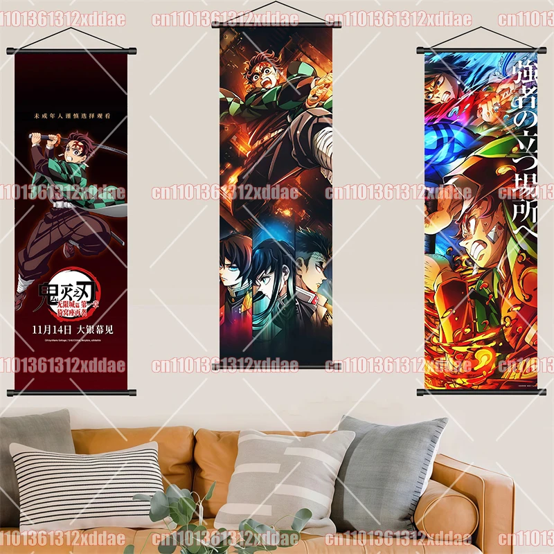 Japanese Classic Demon Slayer Vertical Scroll Painting 8K High-definition Anime Poster Modern Art Wall Mural Room Decoration - view 5
