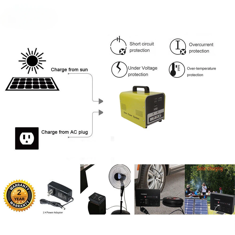 150W/360Wh LiFePO4 Lithium Battery Portable Home Solar Power System with Multi Charging Ports