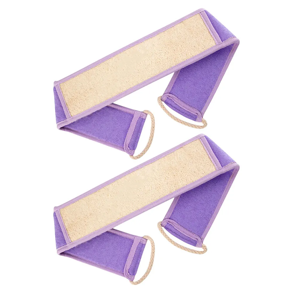 

2pcs Exfoliating Back Scrubber Loofah Body Scrub Towel Stretchable Washcloth For Shower Gentle Exfoliation Sensitive Skin Violet
