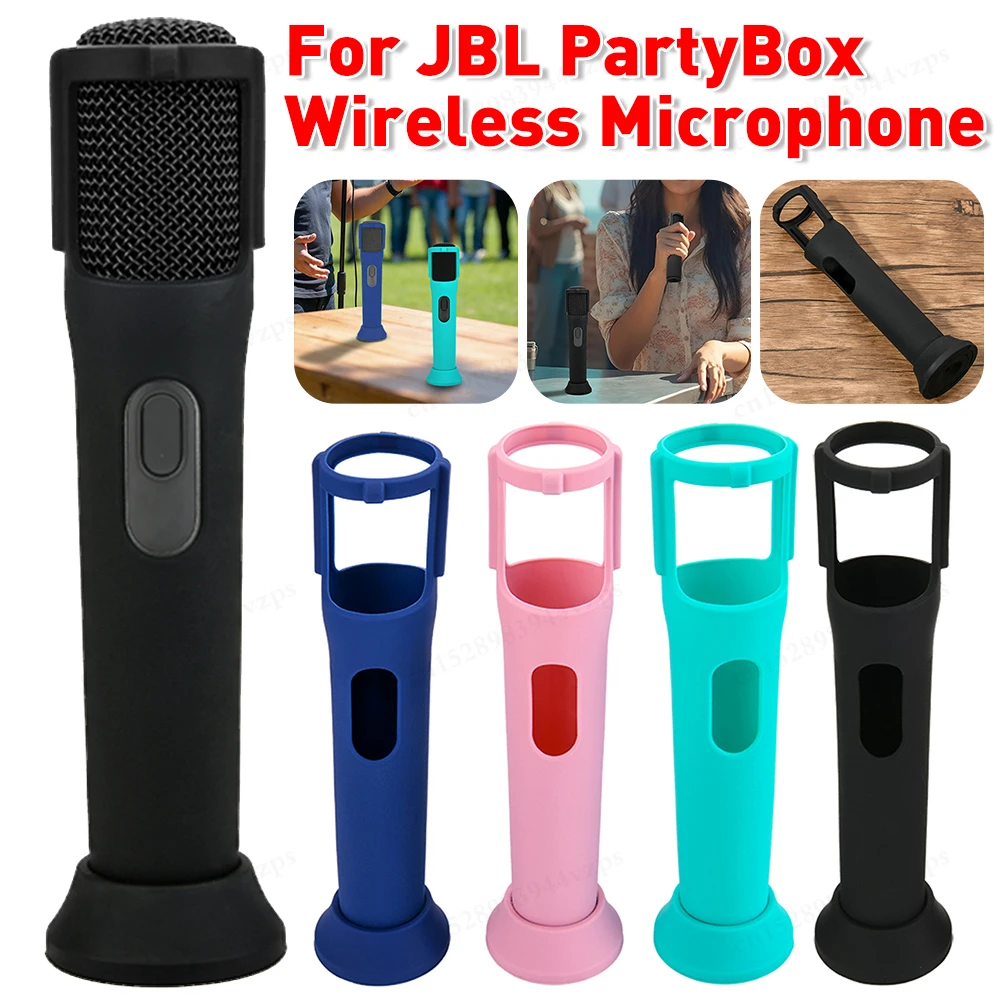 Silicone Protective Case for JBL PartyBox Wireless Microphone Case Anti-Rolling Mic Sleeves Microphone Stand Non-slip Cover