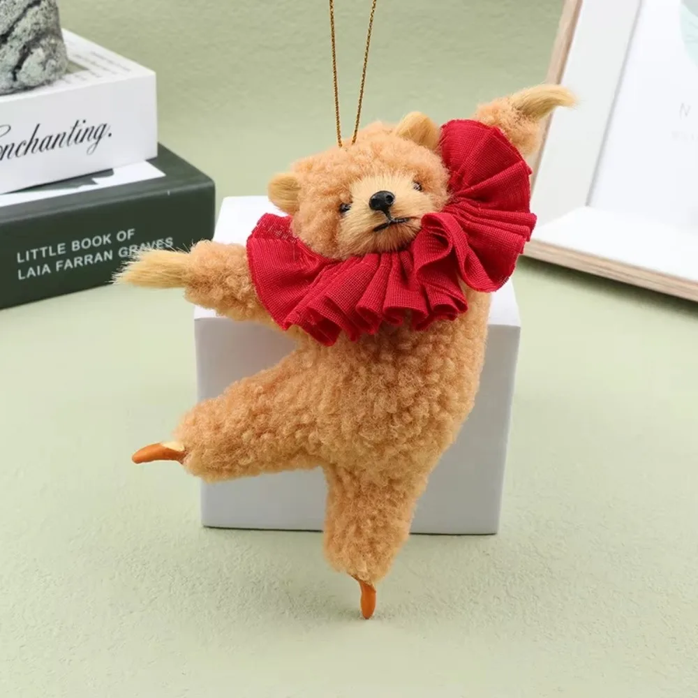 High Quality Cartoon Ballet Bear Plush Keychain Kawaii Creative Car Pendant Dance Bear Doll Pendant Birthday Gift