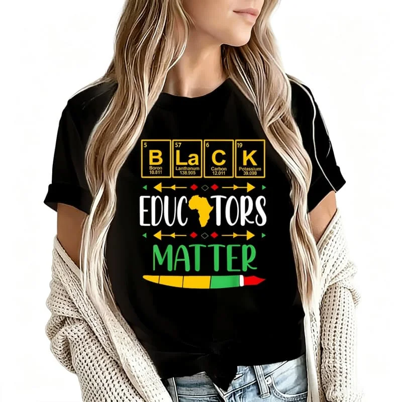 S Matter History Month American Teacher Women's T-Shirt 100% Cotton Funny Graphic Short Sleeve Tee Novelty Shirt Casual Crew Neck Top S-5Xl