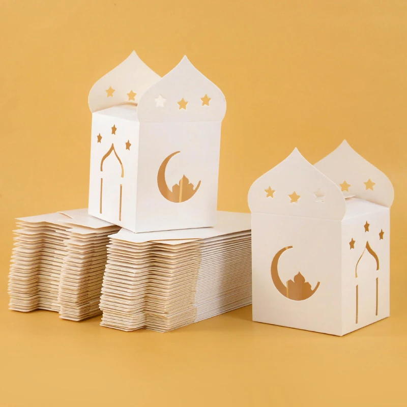 

5Pcs Eid Mubarak Gift Box Moon Star Pattern Candy Paper Boxes Ramadan Kareem Decoration Islam Muslim Festival Packaging Supplies