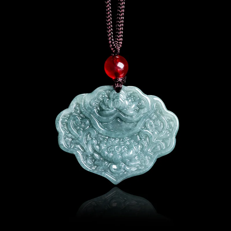 

A Myanmar Jadeite Lotus Pendant Necklace Talismans Burmese Jade Carved Amulet Fashion Accessories Stone Natural Gemstone Luxury