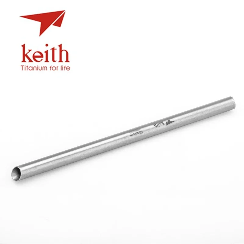 Keith Titanium Drinking Straw Bend and Straight Family Drink Straws with 1 Clean Brush Camp Hike Eco-friendly Food Grade 21cm