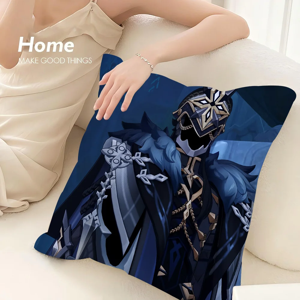 Genshin Impact Capitano Thrain Pillow Case Print Polyester Fiber 40*40 cm Home Sofa Throw Pillow Cover Decoration Festival Gift