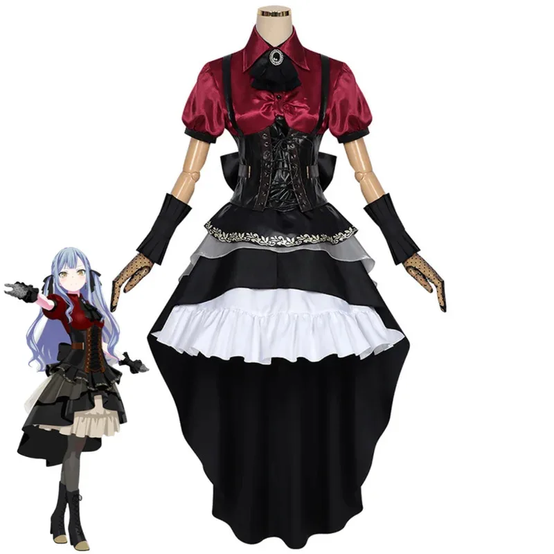 Anime BanG Sogno! Sakiko Togawa Costume Cosplay Ave Mujica Oblivionis Rosso Nero Abito da sera Parrucca Donna Kawaii Natale Suitx;8