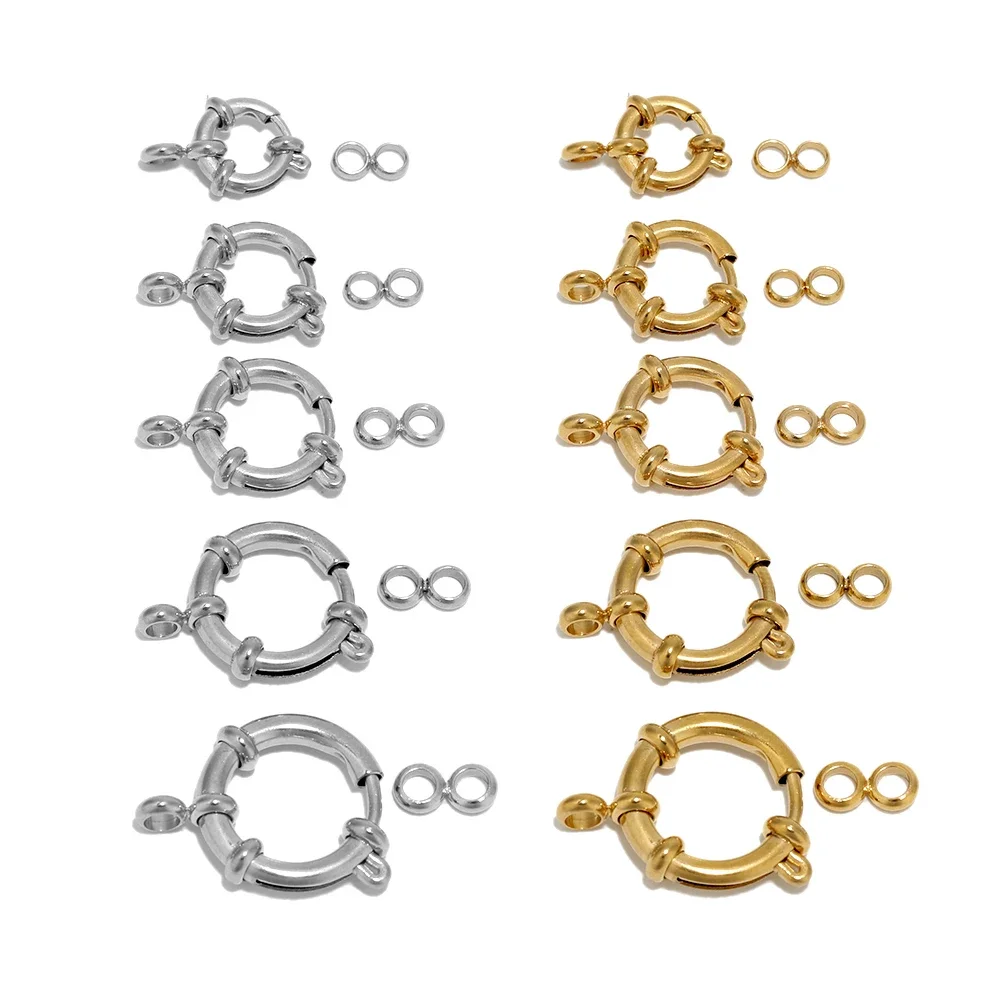 5 Stück Edelstahl-Rundringverschlüsse mit Federmechanismus, Verbindungsstücke für Halsketten, zum Basteln von Armbändern und Schmuck, Zubehör. – Detail 2