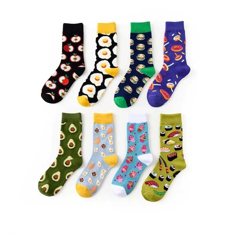 New Dessert Series Creative Avocado Pattern Mid Tube Cotton Women's Socks Couple Socks