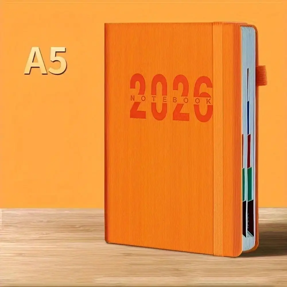 Inglese 2026 Agenda Planner Blocco note Resistente all'usura 12 mesi 365 giorni Efficienza Notebook Segnalibro Carta spessa