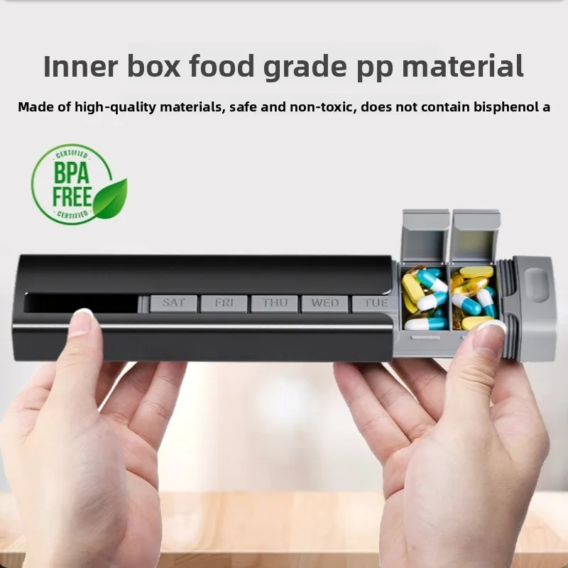 

Pillbox 7 Days Medicine Organizer Pastillero De Aluminio Weekly Aluminum and Large Capacity Pill Box for Supplements Vitamins