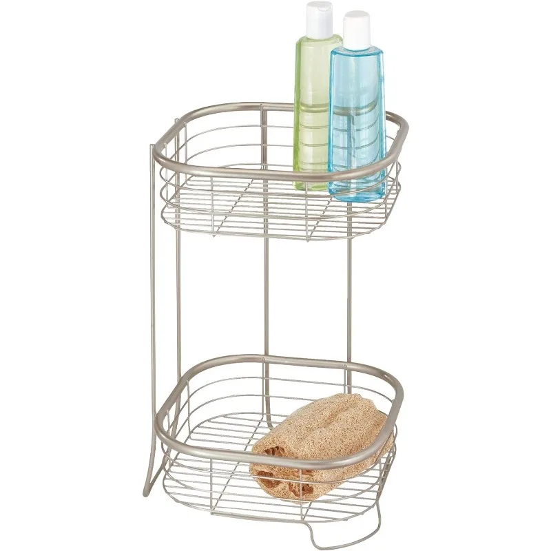 

Metal Wire Corner Standing Shower Tower Caddy, 2-Tier Bath Shelf Baskets for Shampoo, Conditioner, Soap, Accessories