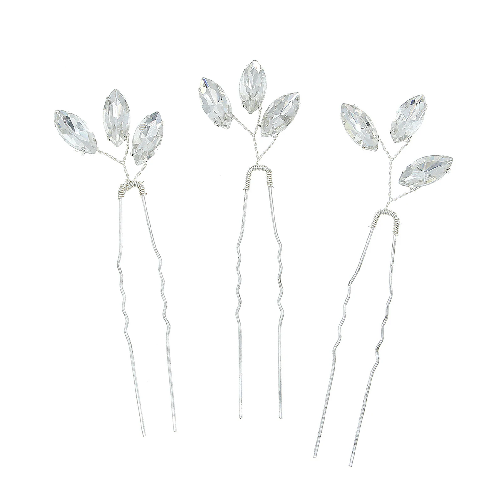 Women's U-Shaped Crystal Hairpin Female Charming & Shiny Handmade Hairpin for Bridesmaid Wedding Dating