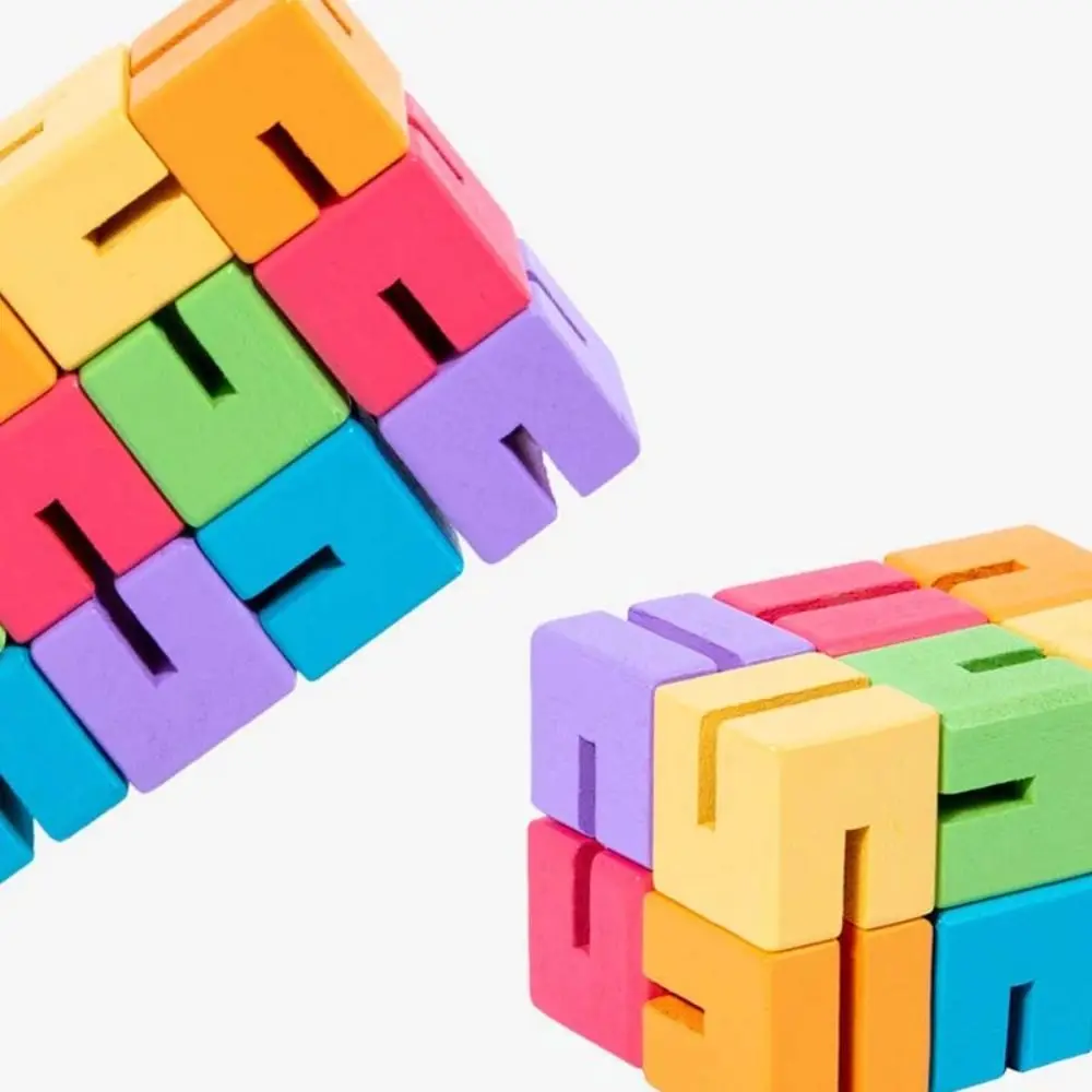 Allenamento del cervello Blocco 3D Giocattolo di legno Interazione genitore-figlio Puzzle arcobaleno Gioco di pensiero logico Montessori colorato