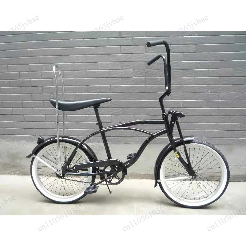 20-Inch Silver Retro Low-lying Bicycle Casual Personality Two-wheel Cycling Transportation Bicycle