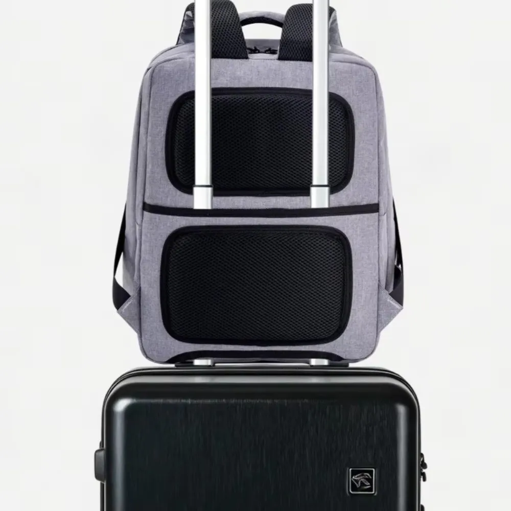 Solid Color Laptop Backpack Water-Resistant Double-layer Computer Bag Fits 15.6 Inch 180 °opening Business Backpack