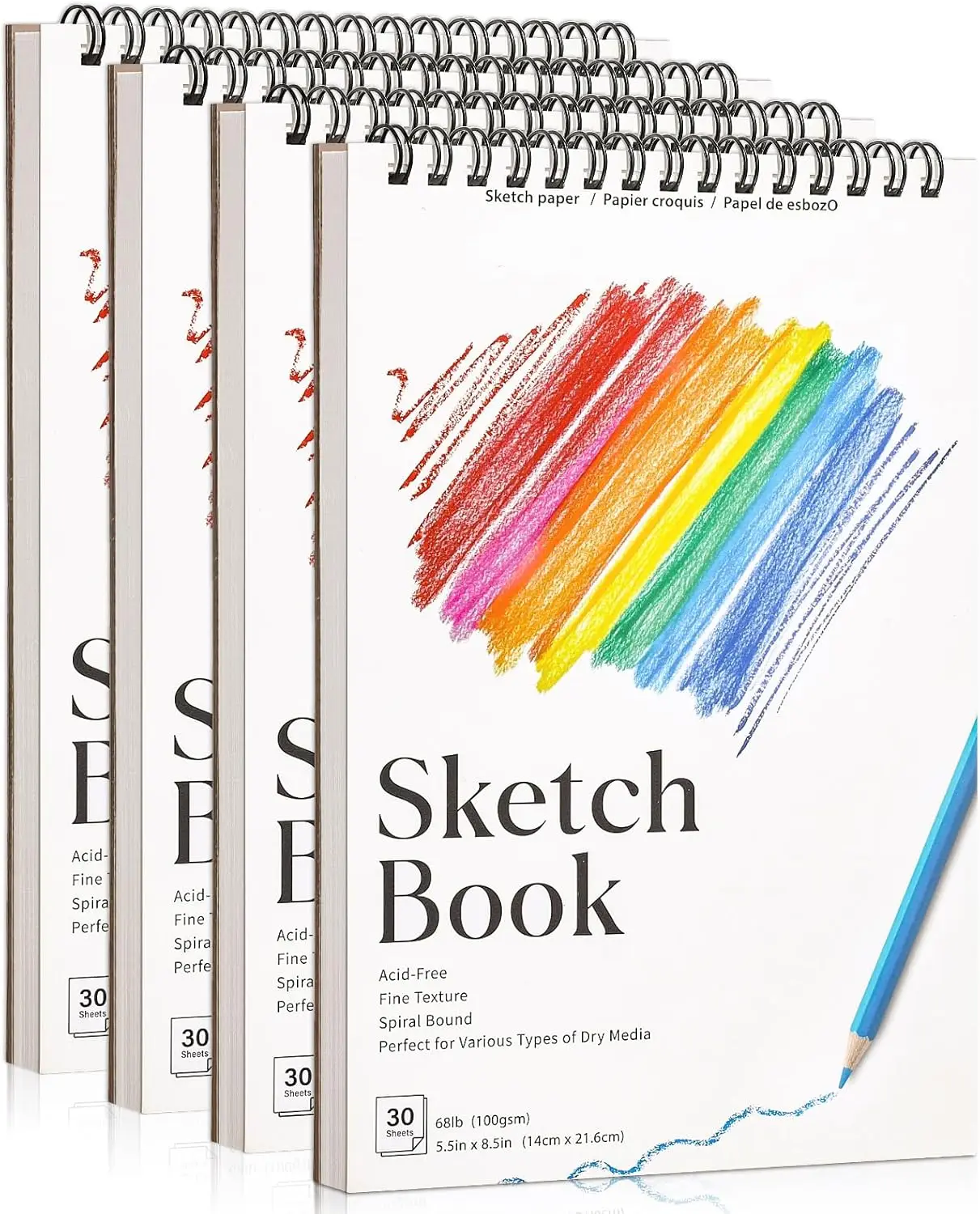 

4 Pack Small Sketch Books 5.5x8.5 Inch Mini Sketchbook 68lb Spiral Bound Sketch Pad for Drawing Painting Art Supplies Kids