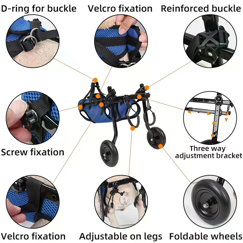 Adjustable Small Dog Wheelchair For Back Legs Disabled Pets Leg Brace Mobility Aid For Small Pets Hind Limb Rehabilitation Older view 4