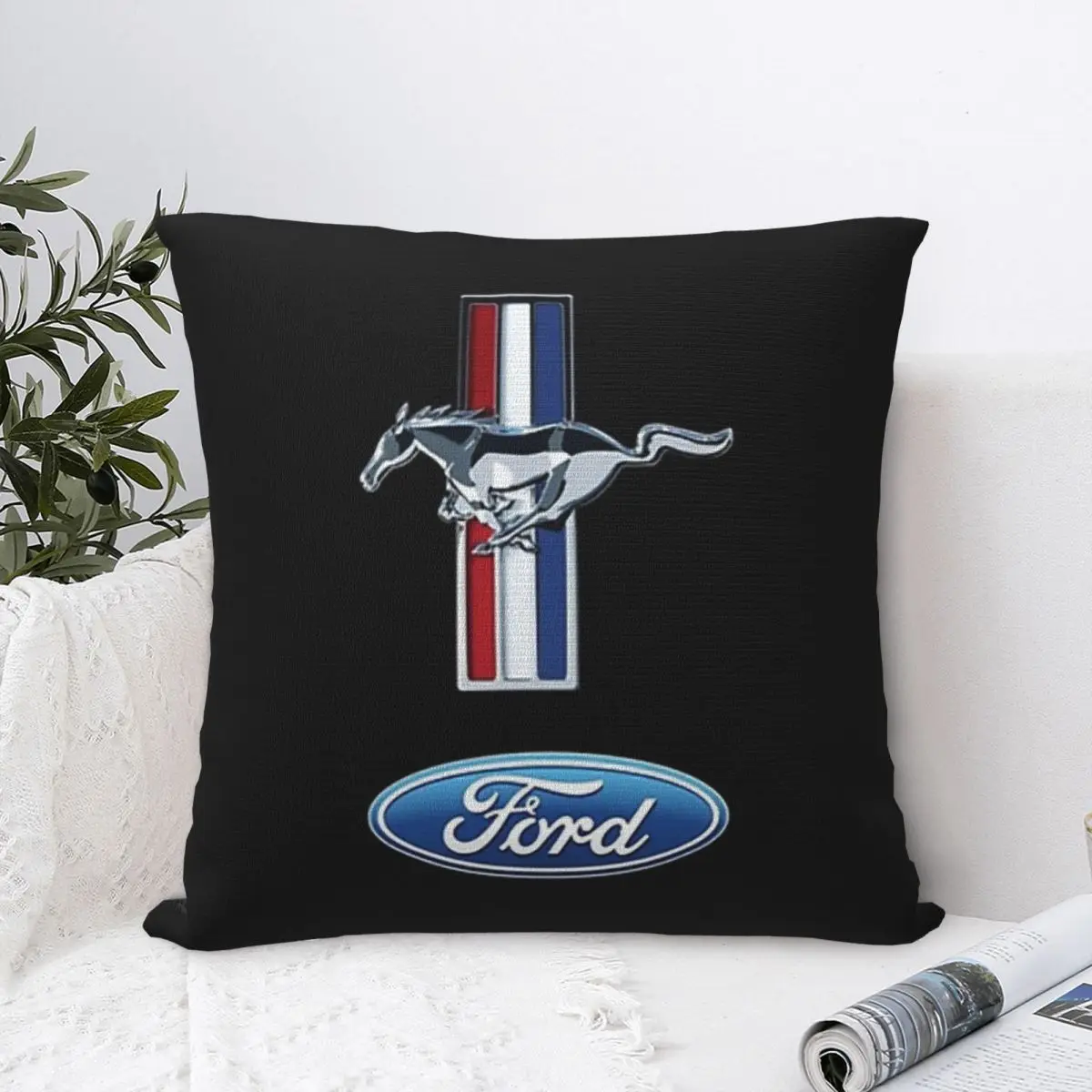 Ford Mustang Square Pillowcase Pillow Cover Polyester Cushion Zip Decorative Comfort Throw Pillow for Home Bedroom