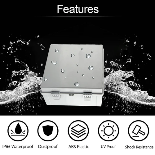 Imagen 2 del producto Caja de distribución impermeable para exteriores, montada en la pared, caja impermeable de plástico, caja de terminales de distribución de energía, caja eléctrica