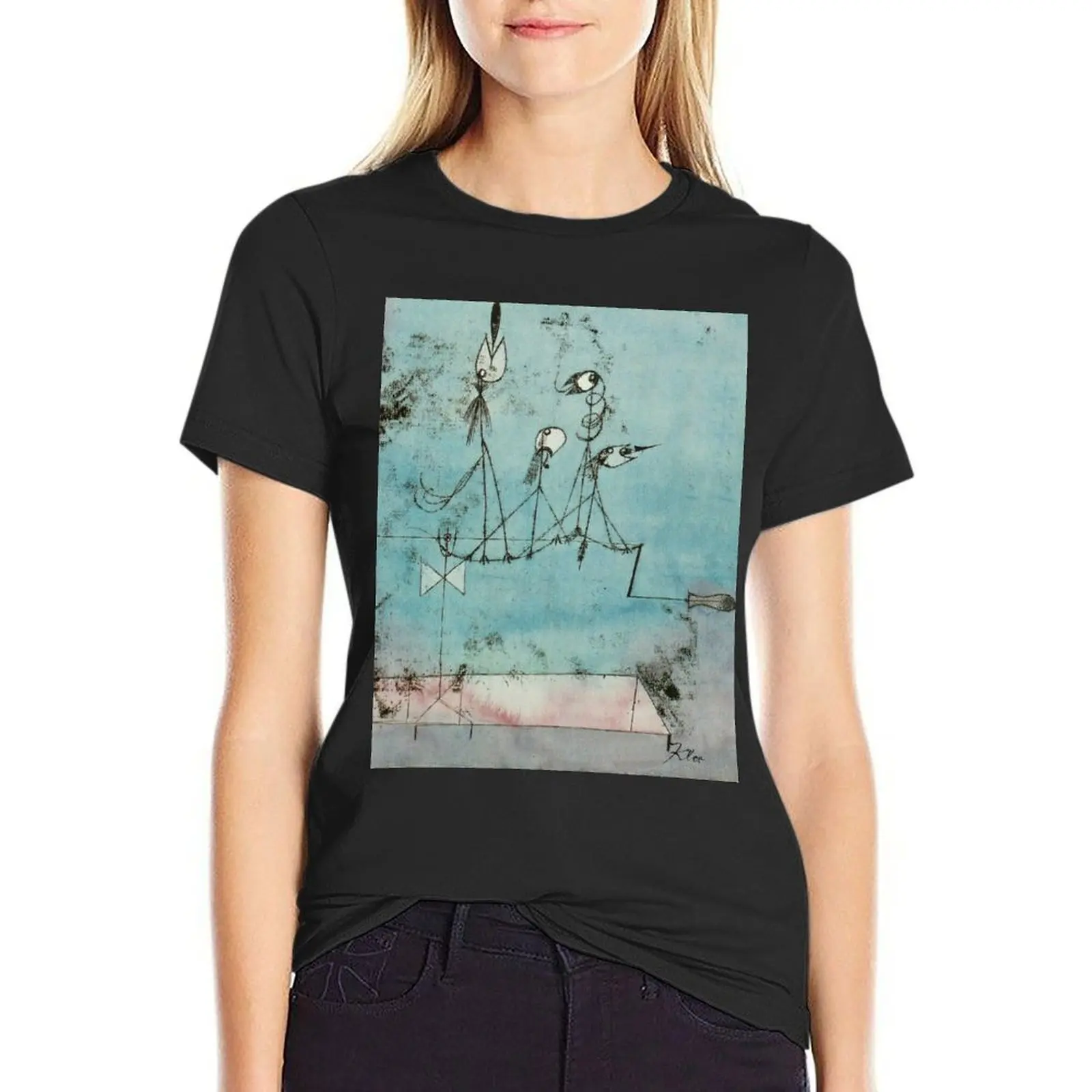 Twitterende Machine Met Handtekening | Paul Klee Twitter-Geïnspireerde T-Shirt Blouse Dames Vintage Kleding Zomer Tops T-Shirts Voor Vrouwen