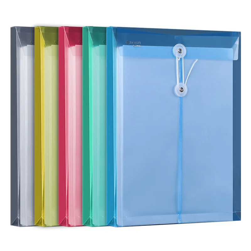 A4 Transparent Office File Bag Thickened Winding Storage Bag File Folders Portable Document Bag Vertical Style File Organizer