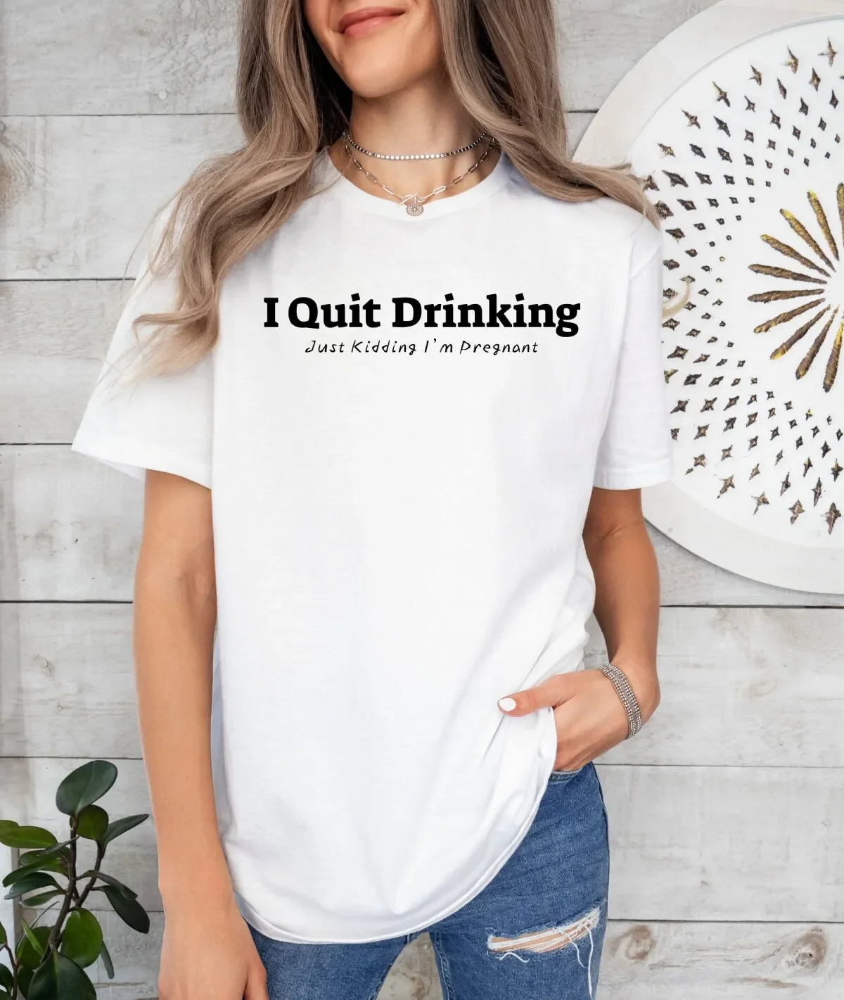 I Quit Drinking Just Kidding I'M Pregnant T Shirt Funny Pregnancy Reveal New Mom Expecting Mothers Day Softstyle