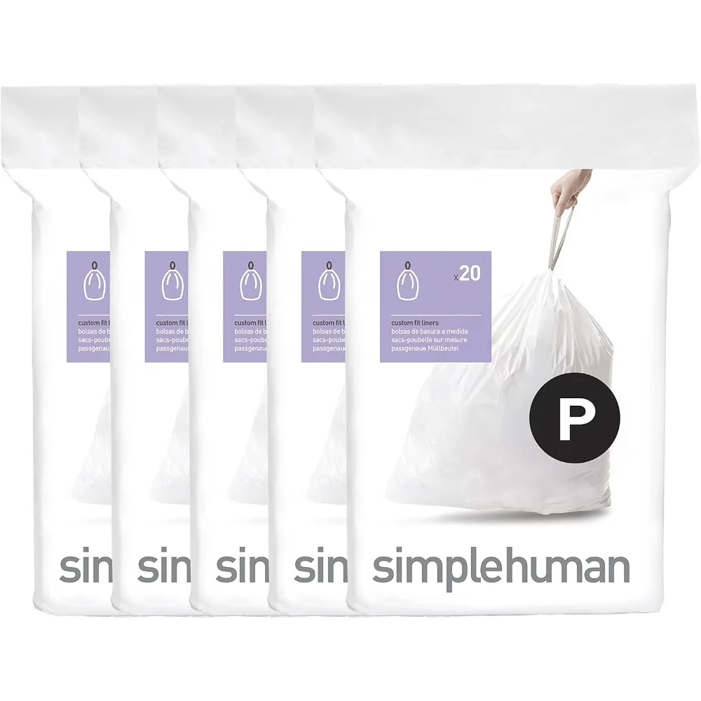 

Custom Fit Trash Bags, Drawstring Liners for 50-60 Liter / 13-16 Gallon Bins, White Dispenser Pack