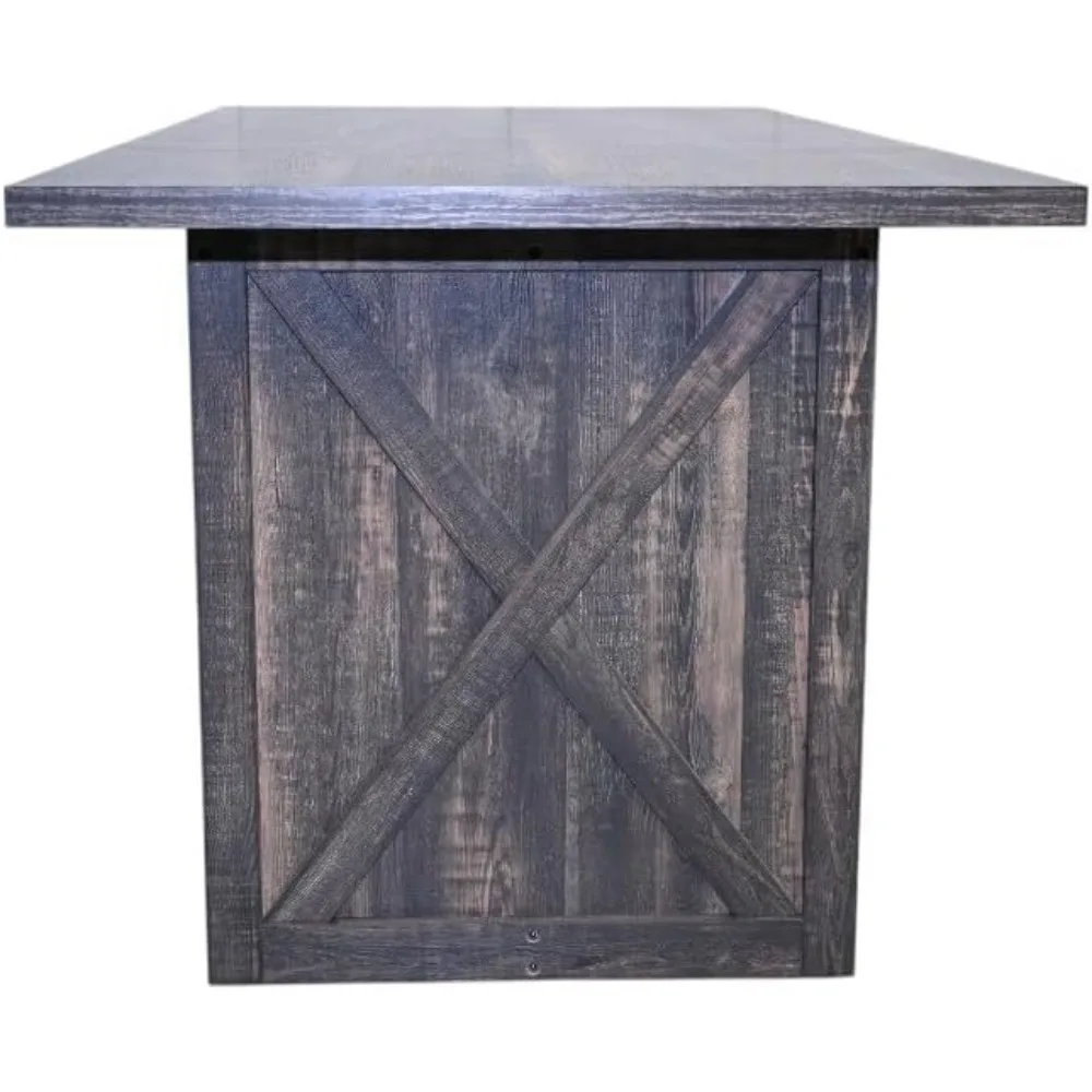 طاولة طعام مستطيلة للمزرعة تتسع لـ 6-8، طاولة مطبخ بتصميم خشبي ريفي مع أرجل X