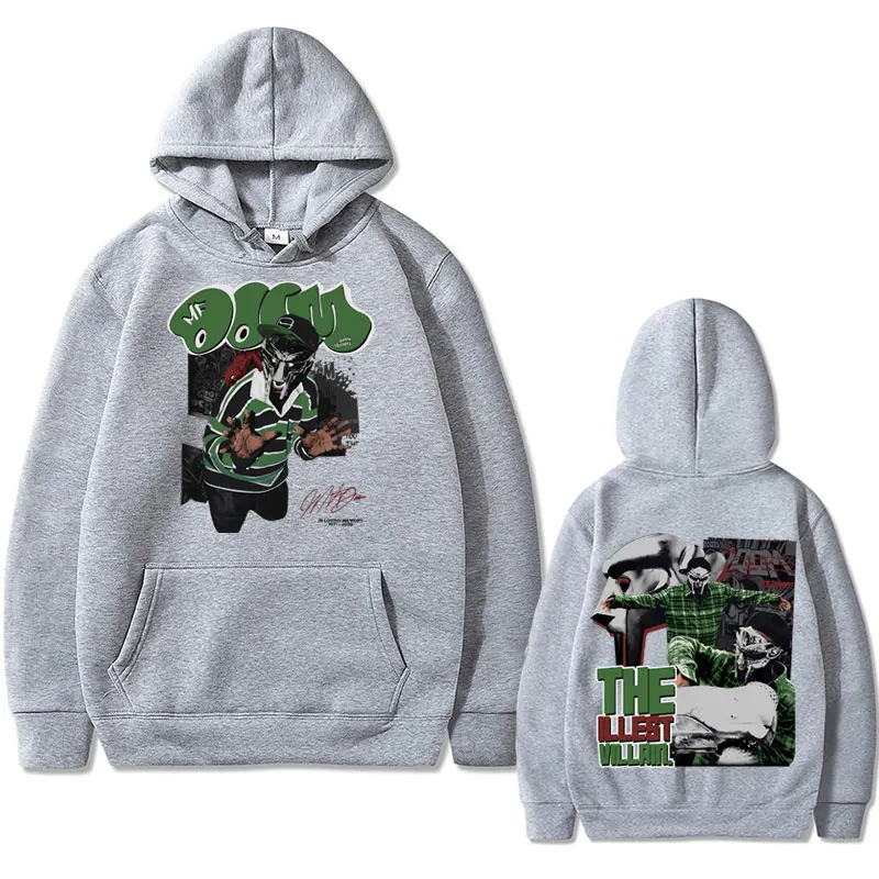 Sudadera con capucha de rapero Mfdoom Madvillainy The Illest villanos con estampado de doble cara para hombre, sudaderas holgadas de Hip Hop, sudaderas de algodón de lana para hombre