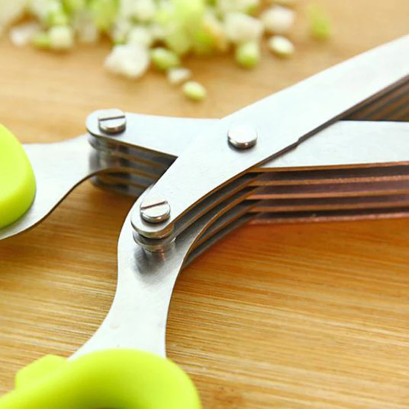 Ciseaux de cuisine multifonctions en acier inoxydable, outils de déchiquetage 5 couches couper les échalotes Noris herbes épices