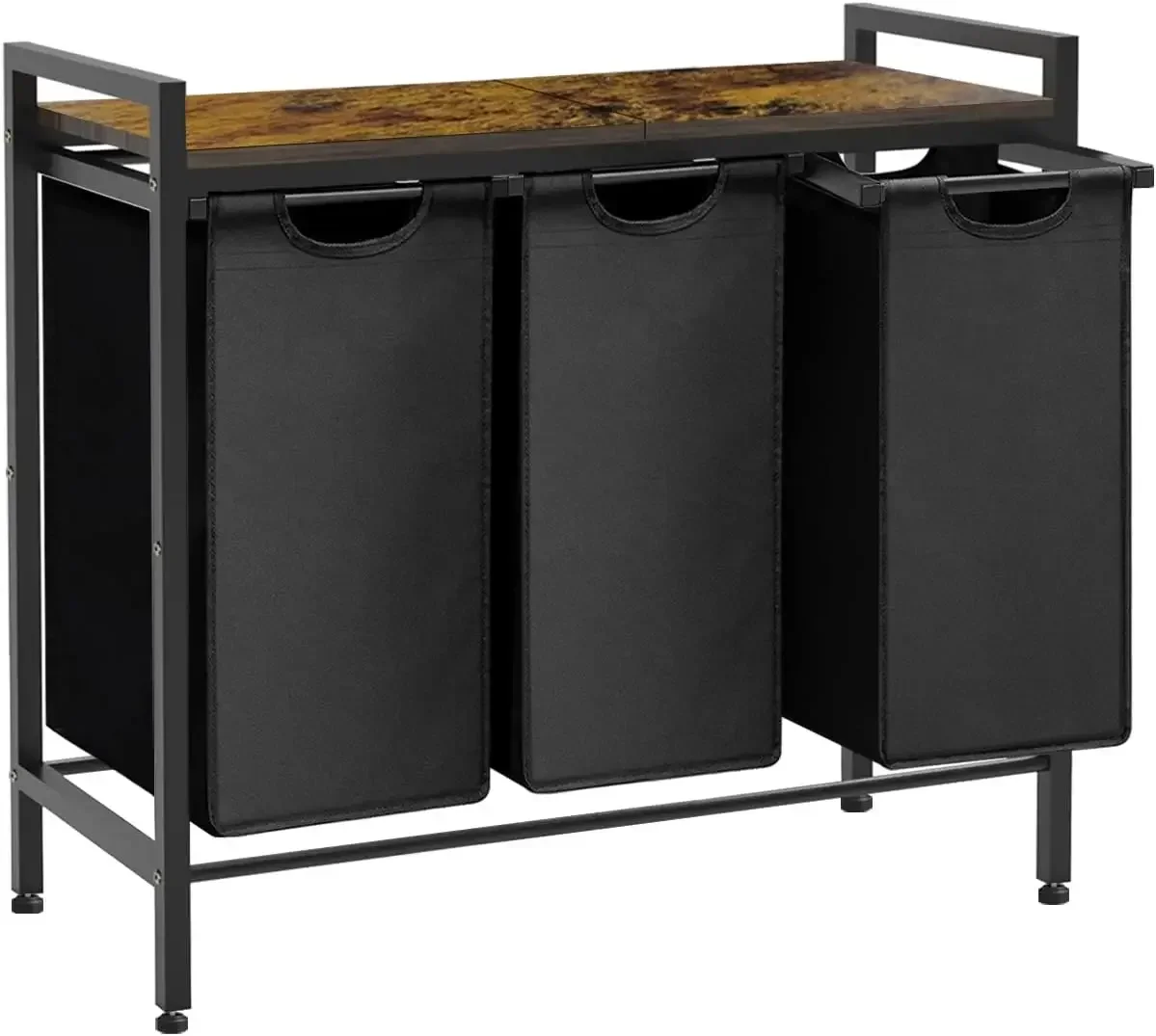 

Большая корзина для белья с 3 съемными и выдвижными мешками для сортировки, деревянной верхней полкой, универсальный органайзер для стирки