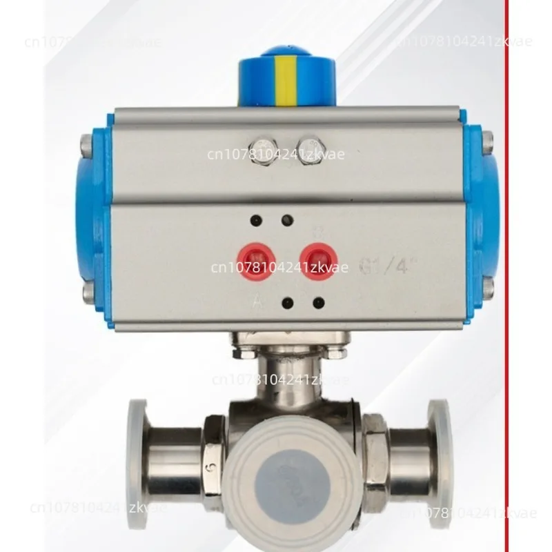 AQ684-5F Pneumatic three-way ball valve Stainless steel clamp quick-loading pneumatic valve