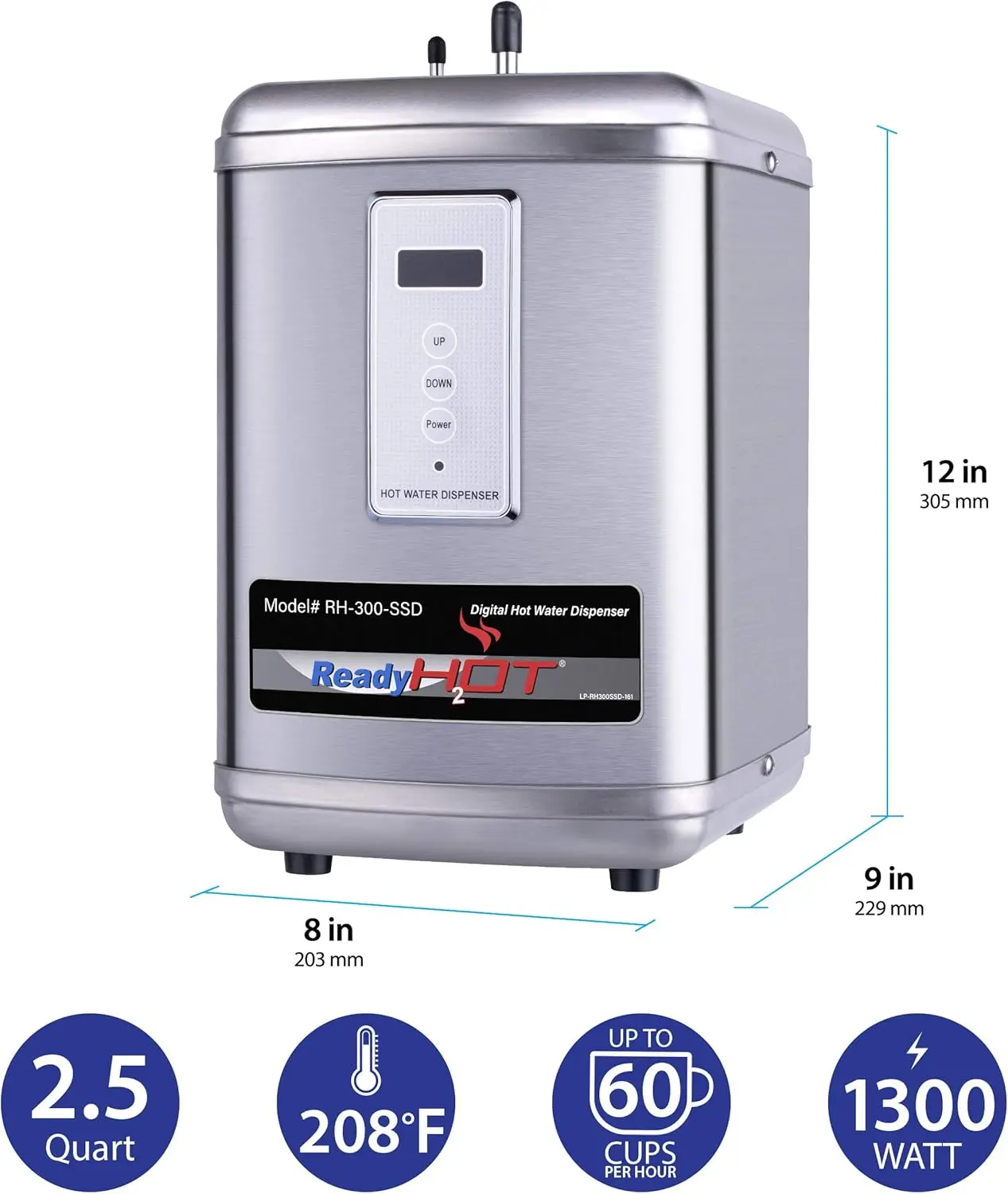 Instant Hot Water Dispenser System, 2.5 Quarts, Digital Display Dual Lever Hot and Cold Water Faucet