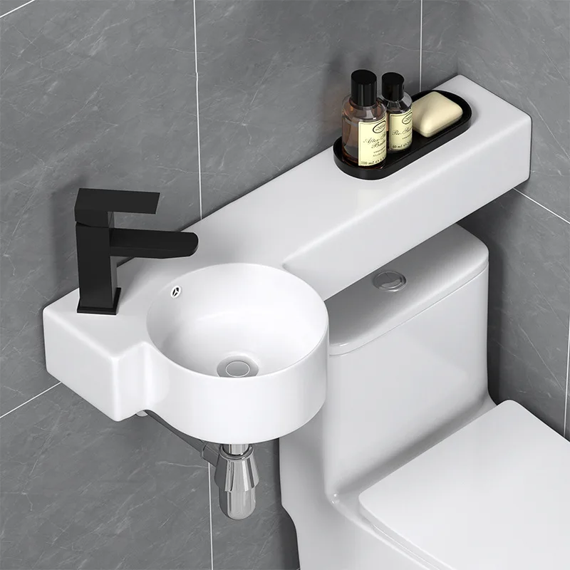 Small apartment wall-mounted wash basin cabinet combination ultra-narrow basin pool hanging basin on toilet ceramic washbasin