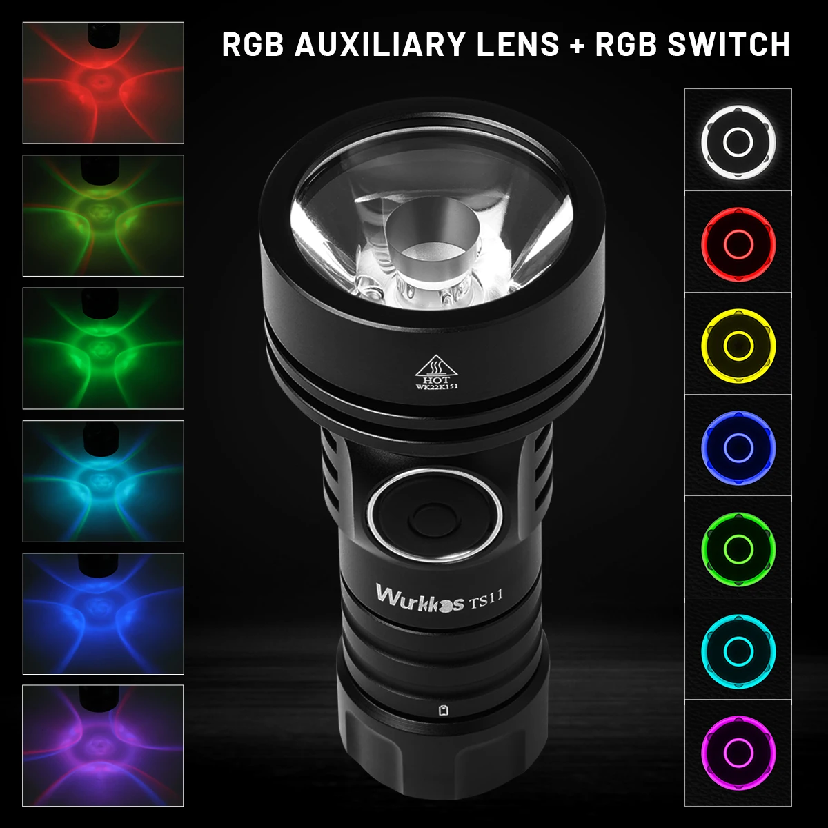 WurPatrick os TS11 18350 EDC Mini RVB Lampe de Poche Auxiliaire injuste 2000LM USB-C Rechargeable SFT40 Torche IP68 Travail Lumière Anduril 2.0