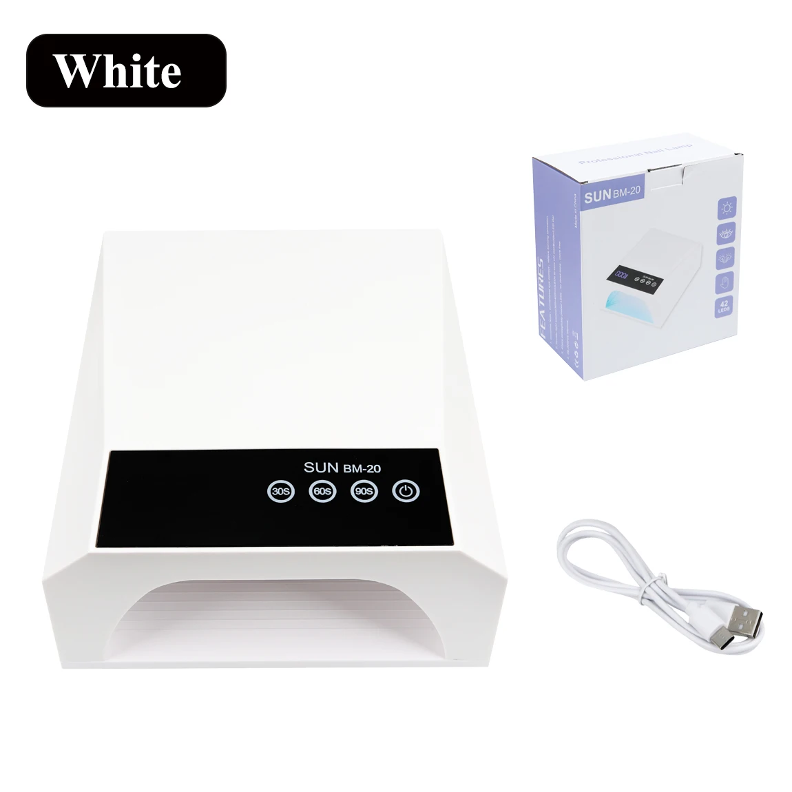 เครื่องอบเล็บยูวีแอลอีดีแบบชาร์จไฟได้ 42 ดวง พร้อมหน้าจอ LCD ตั้งเวลาได้ 3 ระดับ อุปกรณ์ทำเล็บสำหรับใช้ในบ้านและร้านเสริมสวย