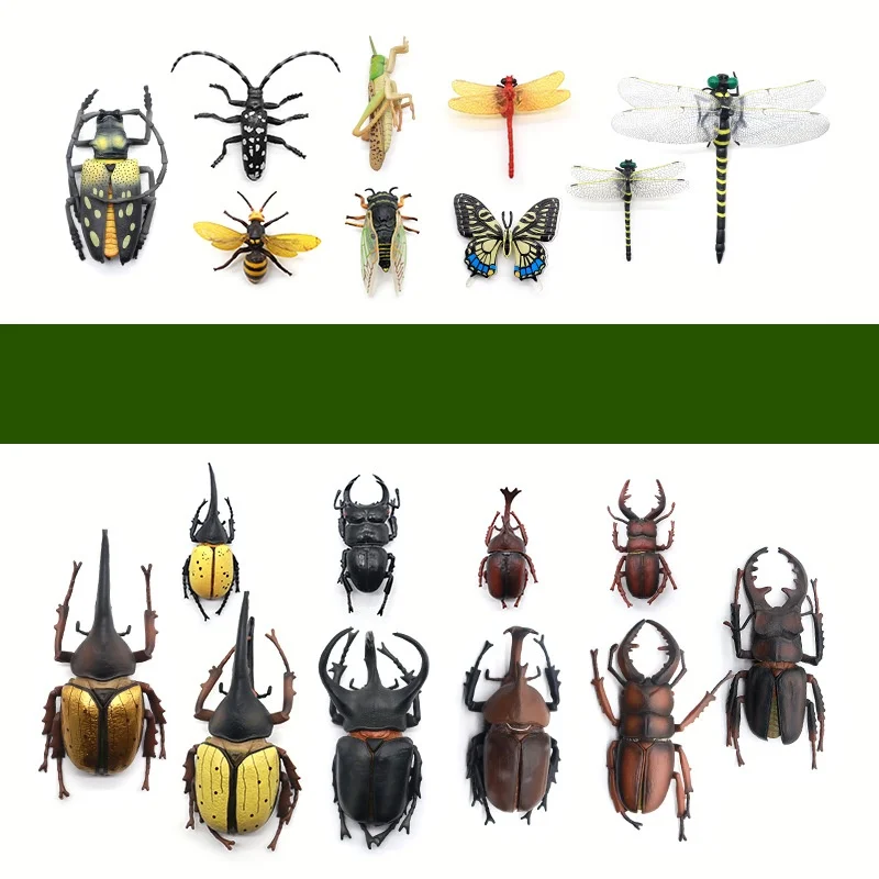 19pcs/A lot Children Large Plastic 3D Butterfly  Dragonfly Beetle... Insect Model  Interesting Science activity toys