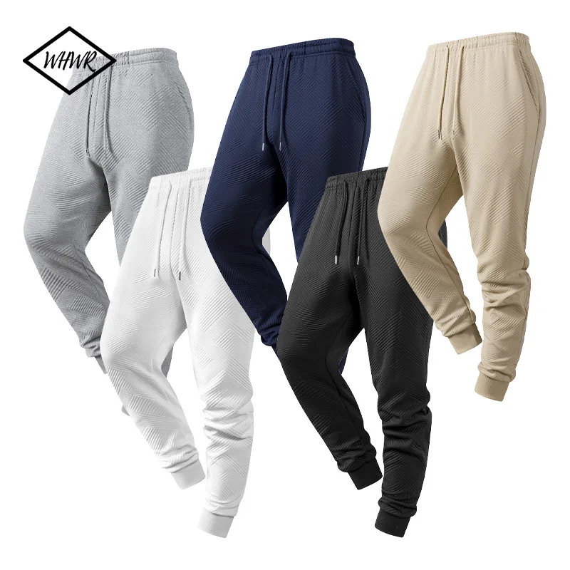 

Mens Jogging Pants Sport Pants Fitness Running Knitted Texture Jacquard Trousers Solid Color Sweatpants Easy to Match Home Pants