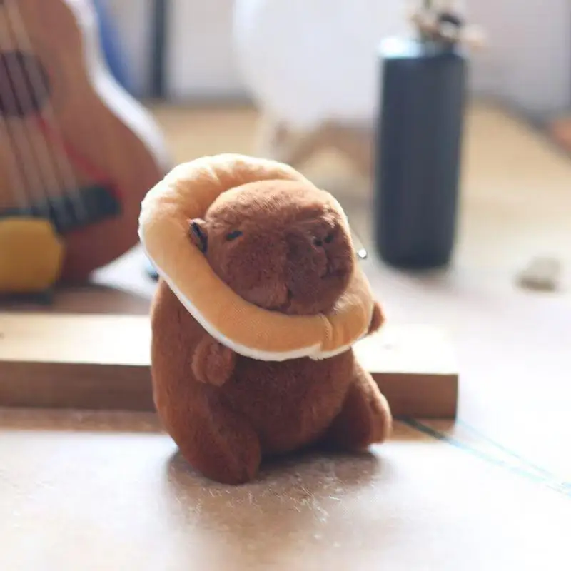 カピバラぬいぐるみキーホルダーバッグチャーム車のキーリングカピバラペンダント装飾財布財布ハンドバッグ通学アクセサリー