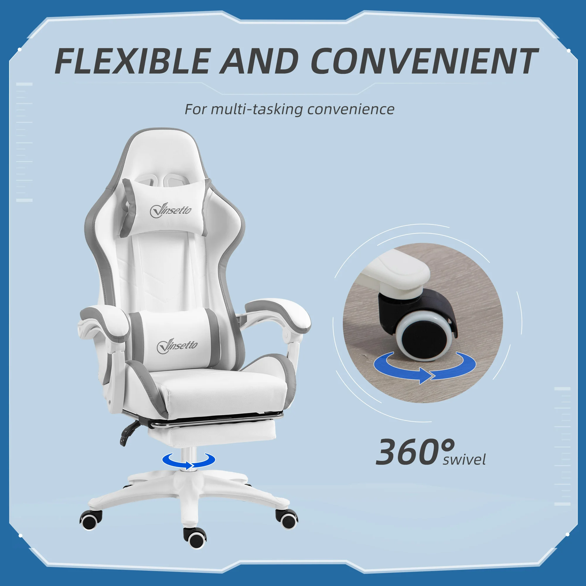 Vinsetto Racing Style Gaming Chair with Reclining Function Footrest