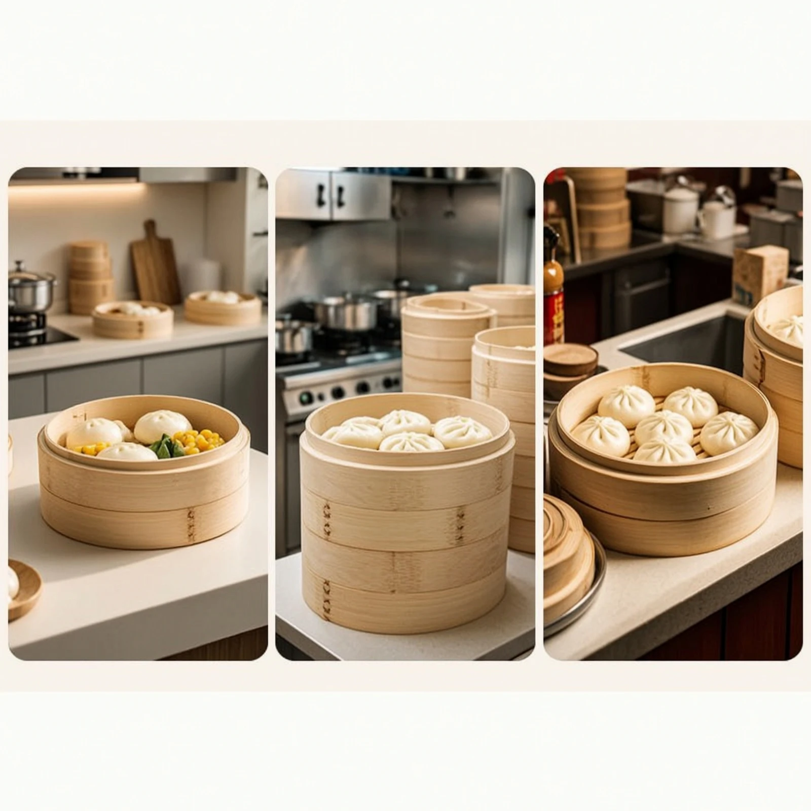 Bamboo Steamer Height Extension Piece Stackable Bamboo Steamer Extension Extension Piece Cookware Traditional Food-Grade