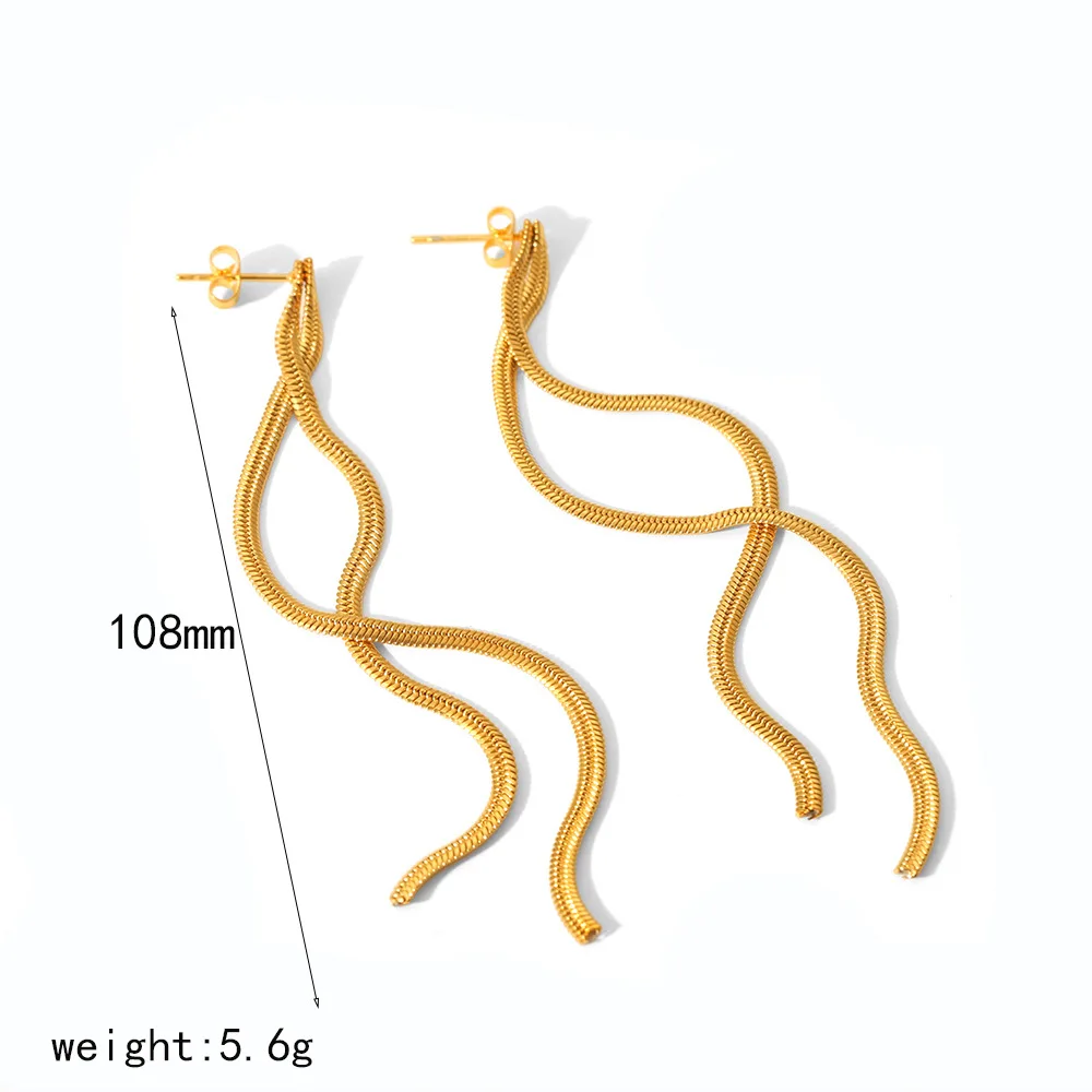 Ins 18K Gold  PVD Plated Stainless Steel Chain Tassel  Drop Earring For Women Waterproof  Hypoallergenic Jewelry Gift