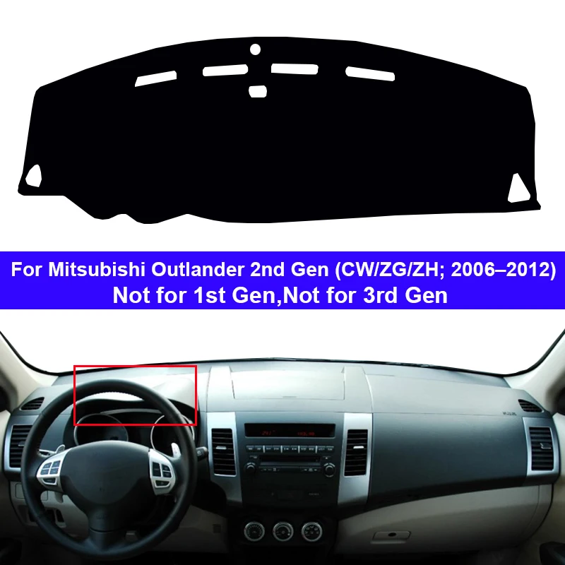 Car Dashboard Cover Dash Mat Carpet Rug For Mitsubishi Outlander 2nd Gen CW/ZG/ZH 2006 – 2012 2 Layers Sunshade Auto Cape