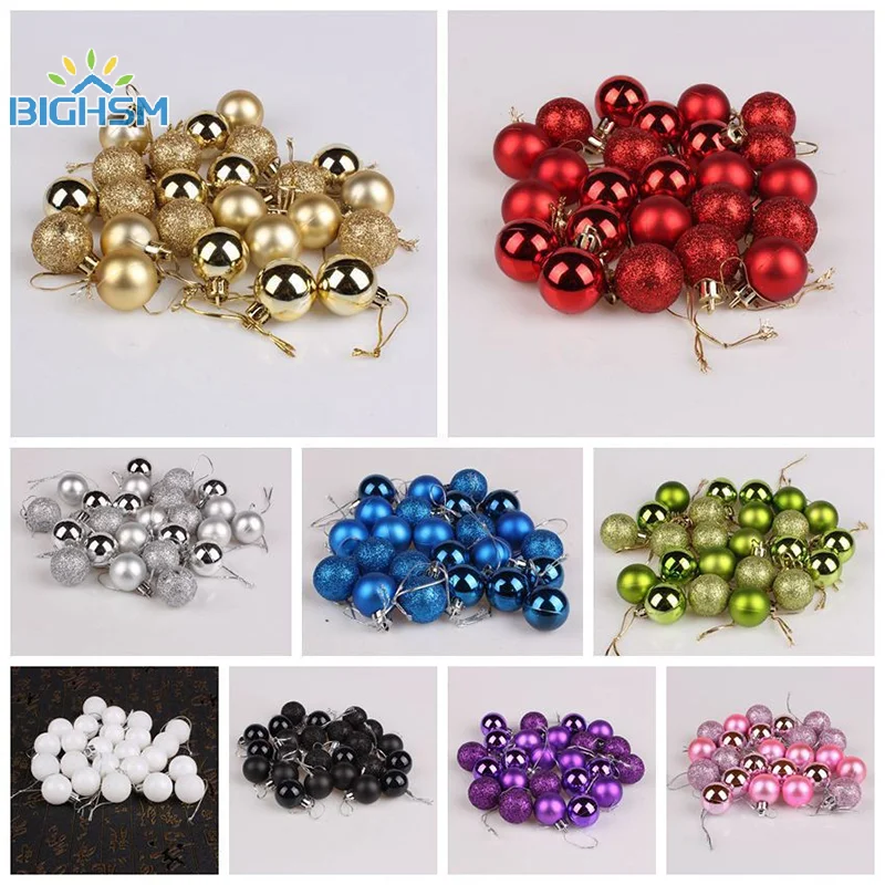 24pcs Christmas Ball Ornaments Shatterproof Christmas Ornaments Set Decorations For Xmas Tree Balls 3cm 1.18 Inch