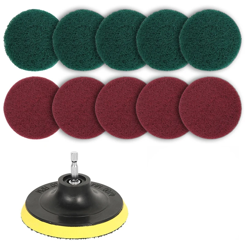 ●11Pcs Power Scrubber Brush Set Polishing Pad for Drill Powered Brush Tile Scrubber Scouring Pads Cleaning Tool