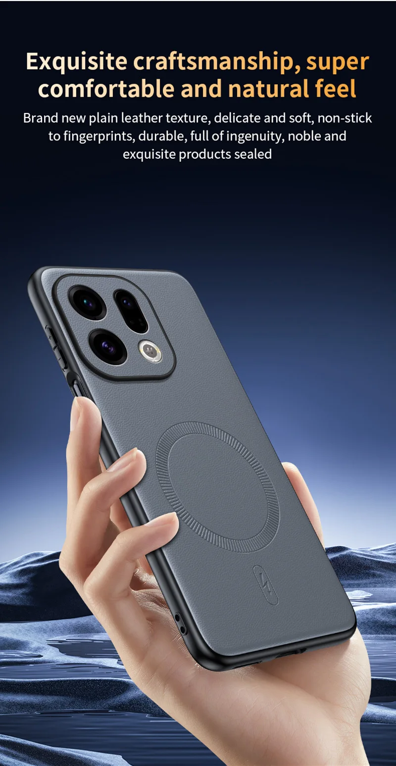 Für OPPO Find X9: Magnetische Lederhülle mit Schutzfunktion, Anti-Fingerabdruck, rutschfest, aus PC+TPU. – Detail 14