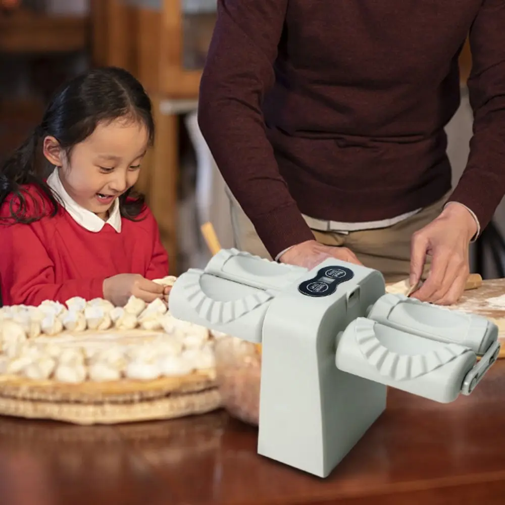 

Electric Automatic Dumpling Maker DIY Labor-saving Double Head Dumpling Mould Time-Saving Rechargeable Press Dumpling Skin Mould