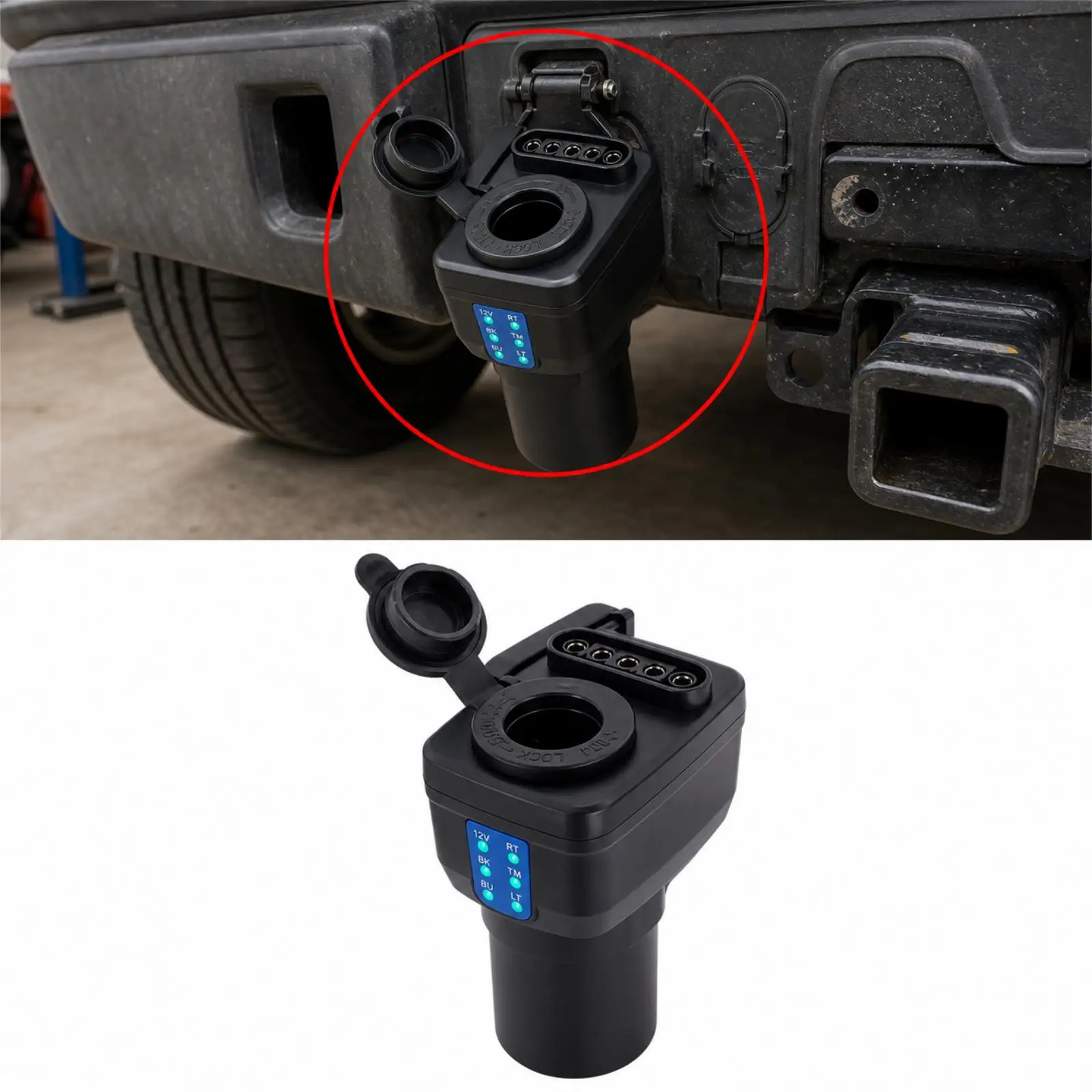 7 Way Blade Trailer Circuit Tester with 7 to 4 or 5 Pin Adapter and 12V Power Socket Easy Install for Trailer Wiring